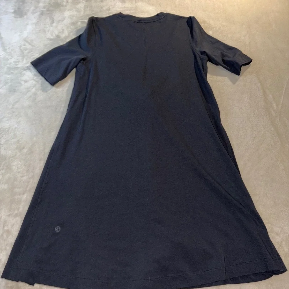 Lululemon Cotton Wrap-Front T-Shirt Dress Black Tie Front Short Sleeve Size 6